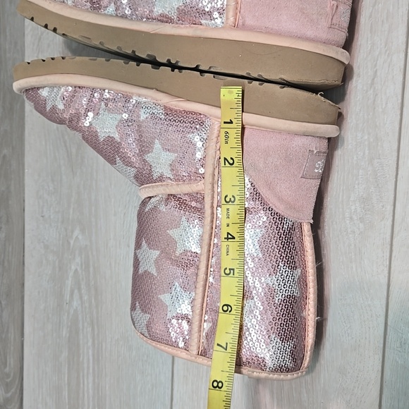 Ugg Australia big girl Pink Star Sequin Boots Sheepskin Shoes Sz 4 - Picture 10 of 14